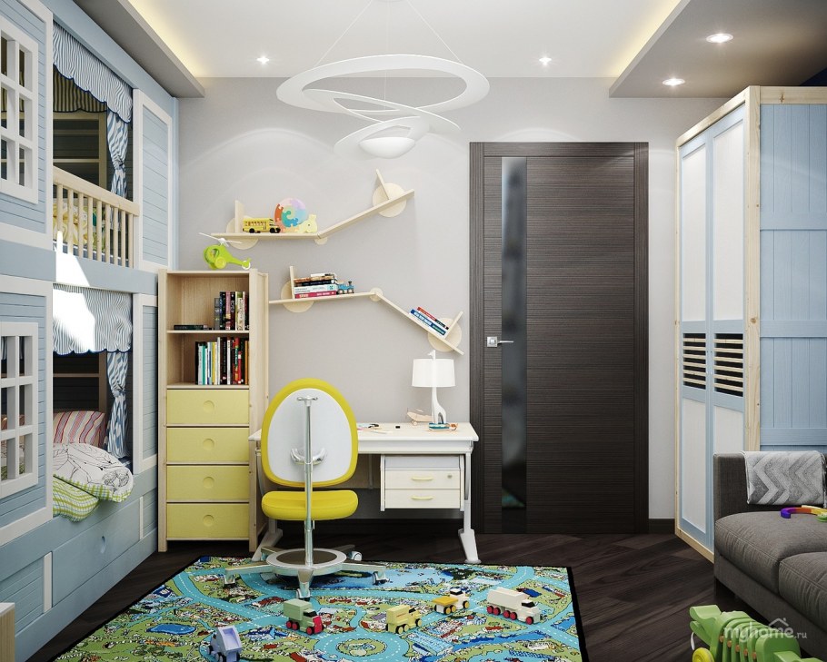 Голубые стены на кухне