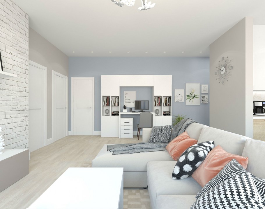 Интерьер 3х комнатной квартиры 74 кв