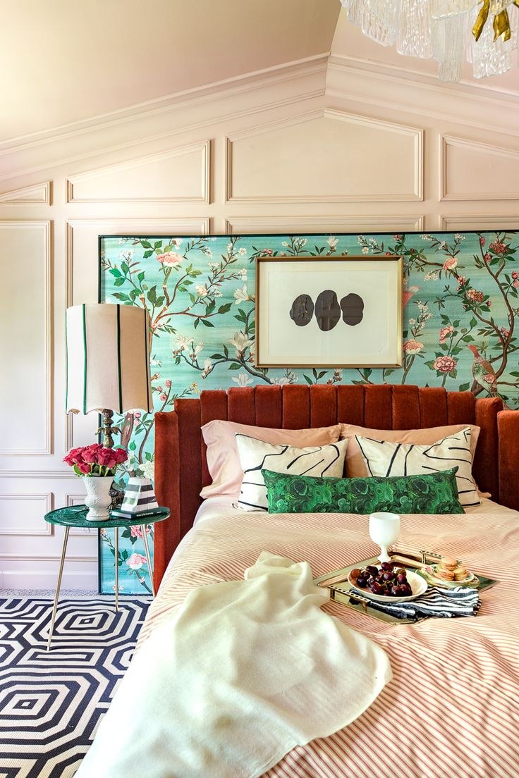 Бирюзовая спальня в скандинавском стиле