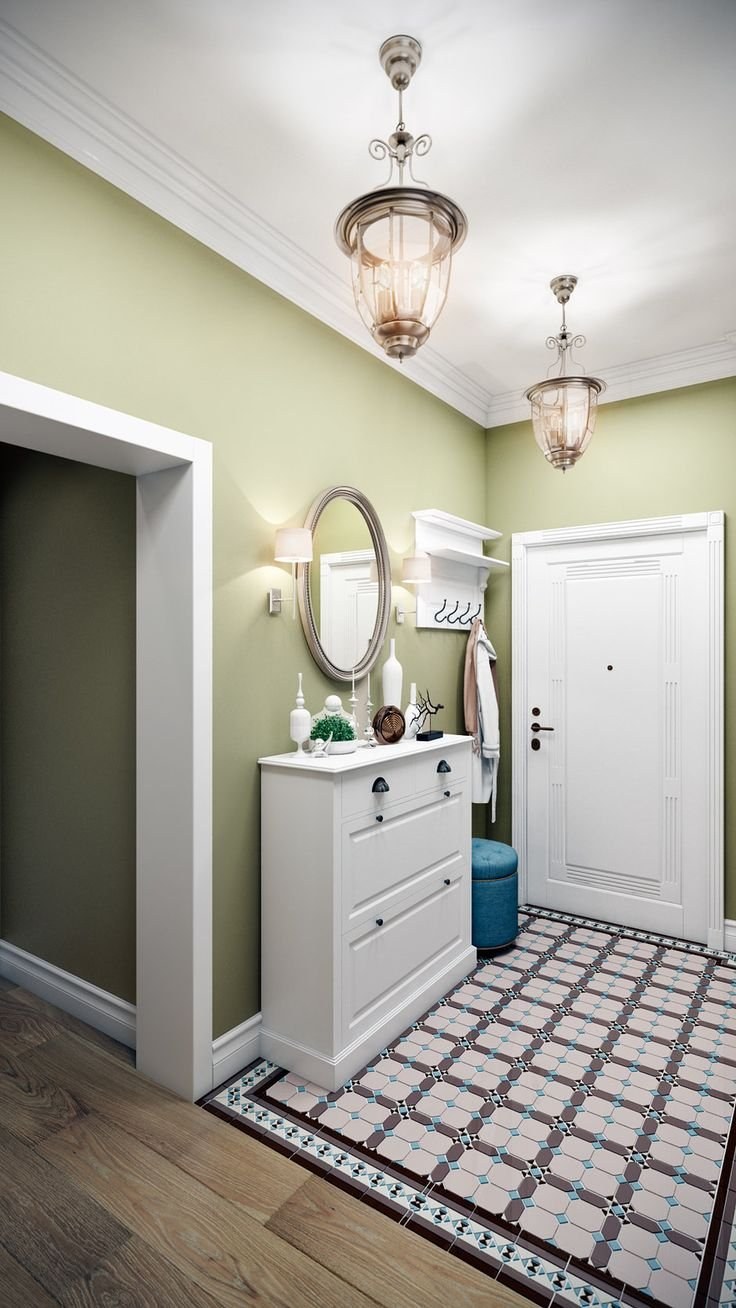 Прихожая в оливковом цвете