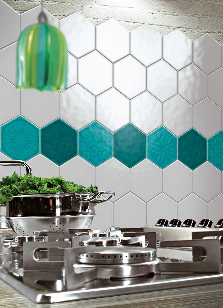 Плитка на фартук бирюза