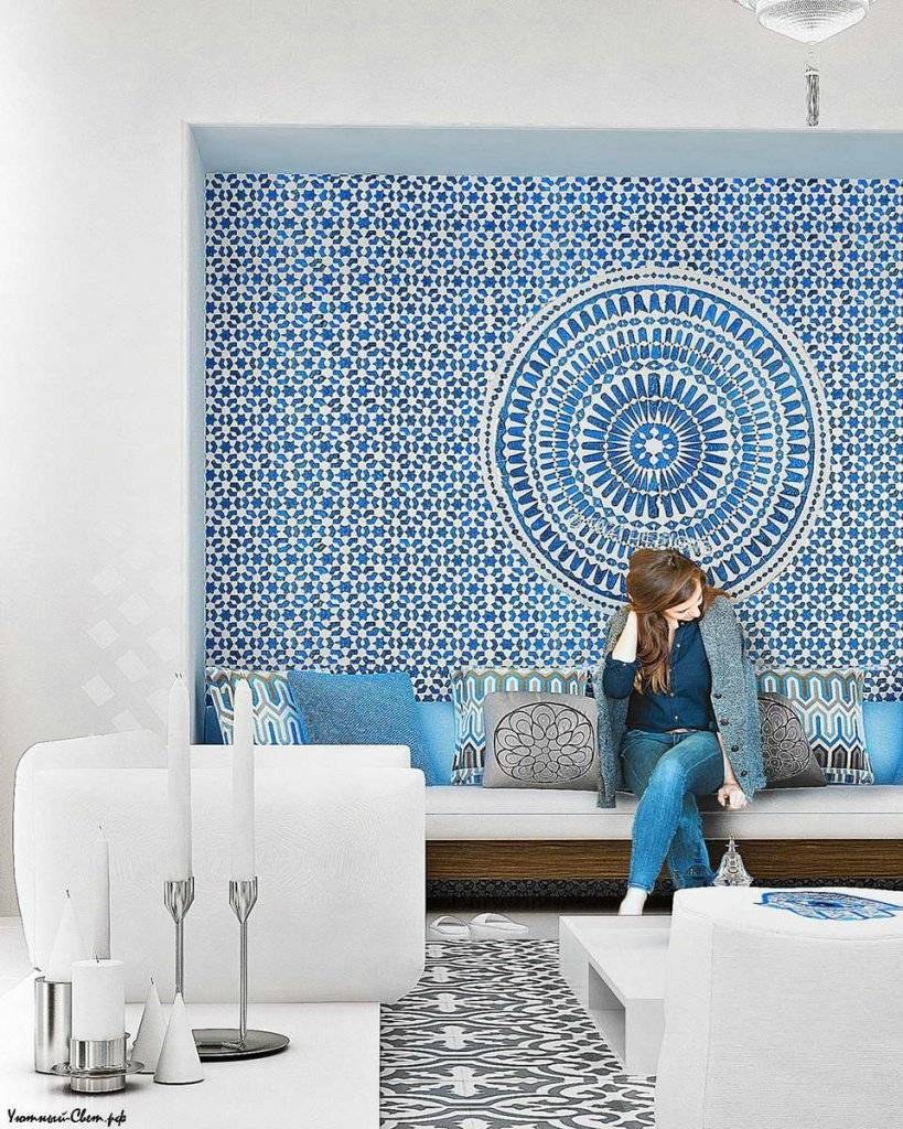 Интерьер в марокканском стиле сине голубая гамма