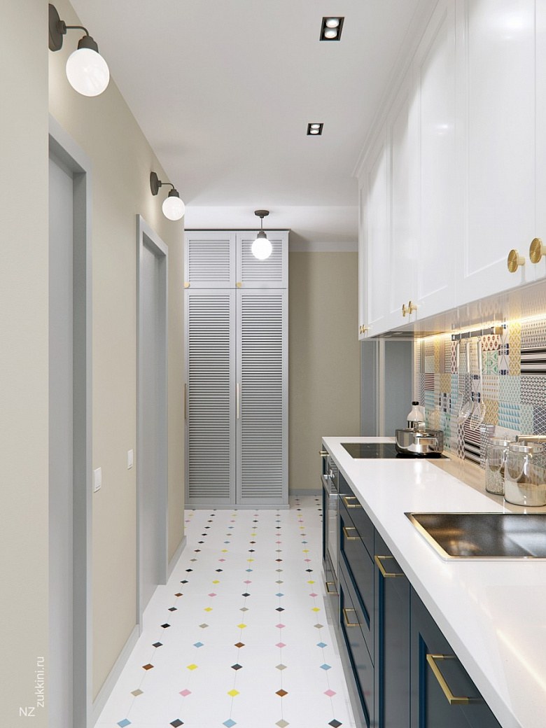 Узкая кухня в прихожей