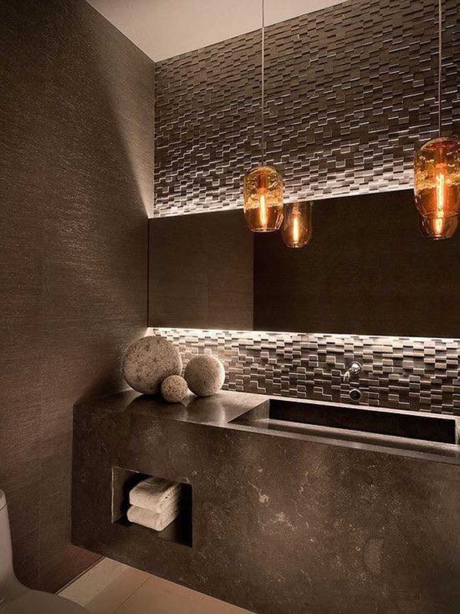 Подвесные светильники в интерьере ванной