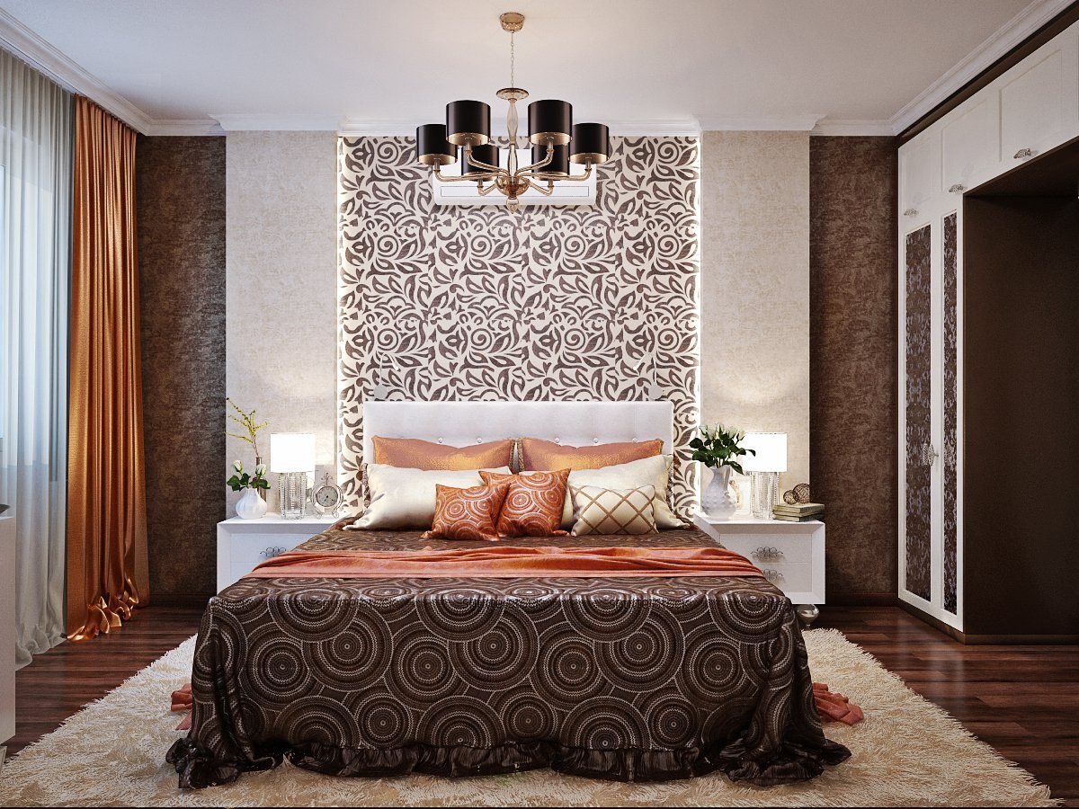 Дизайн спальни обои для спальни комбинированные фото