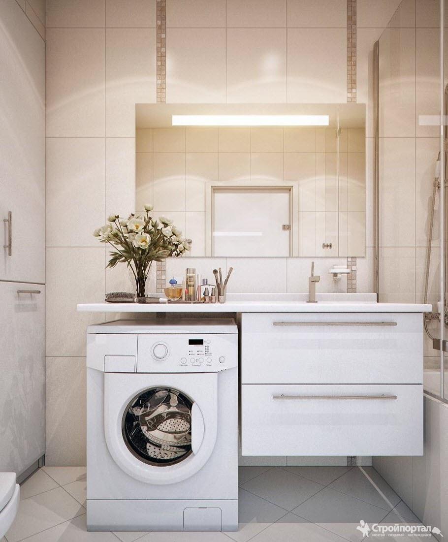 Дизайн туалета в квартире со встроенной стиральной машиной