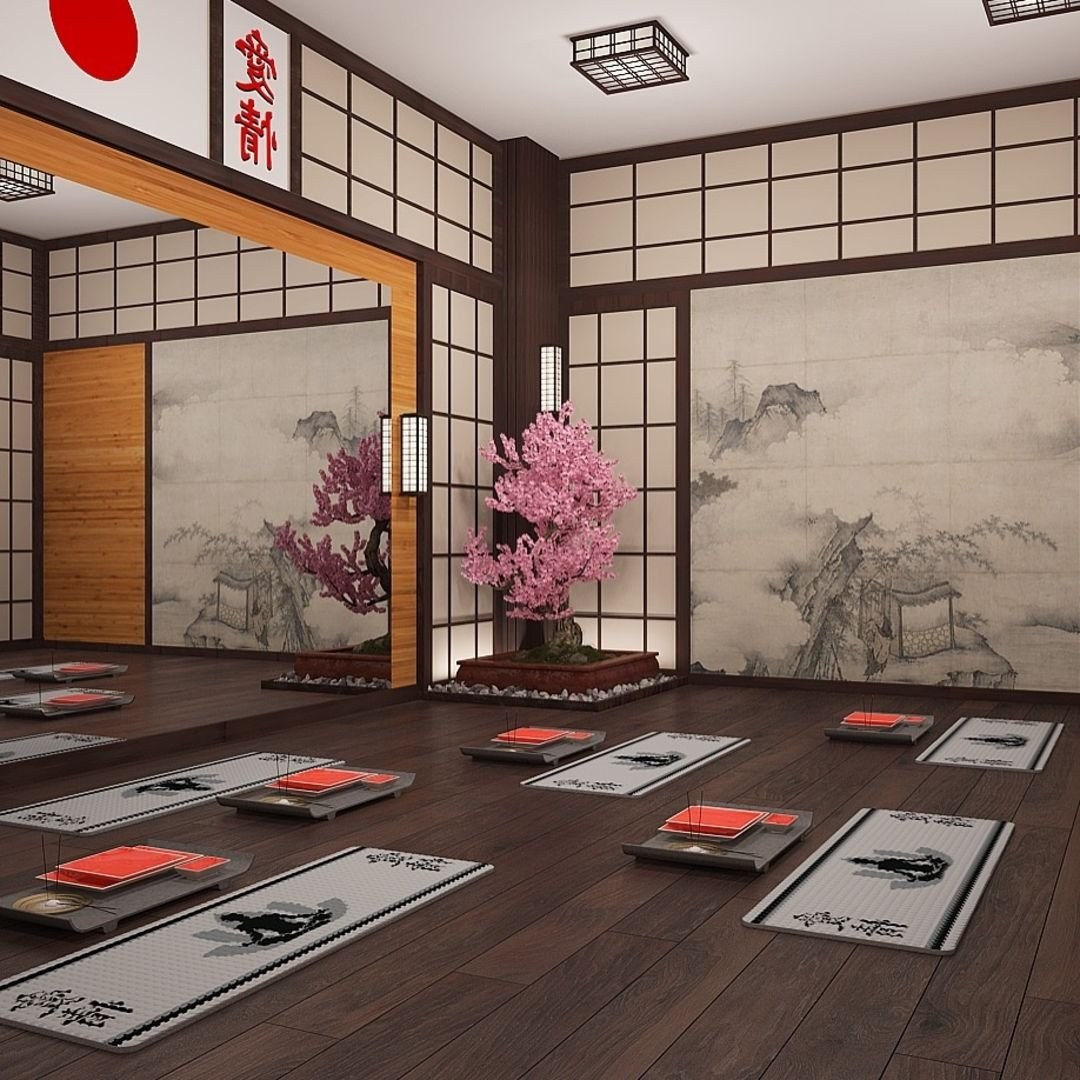 оформление зала в японском стиле