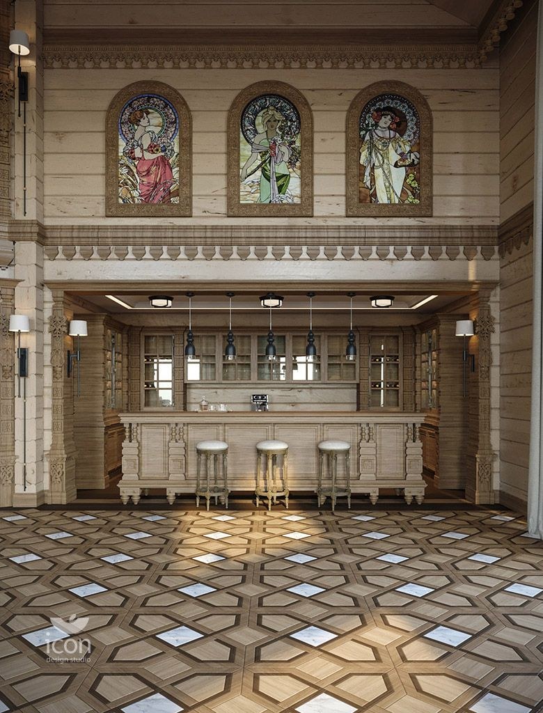 Бревенчатый дом в стиле русская изба