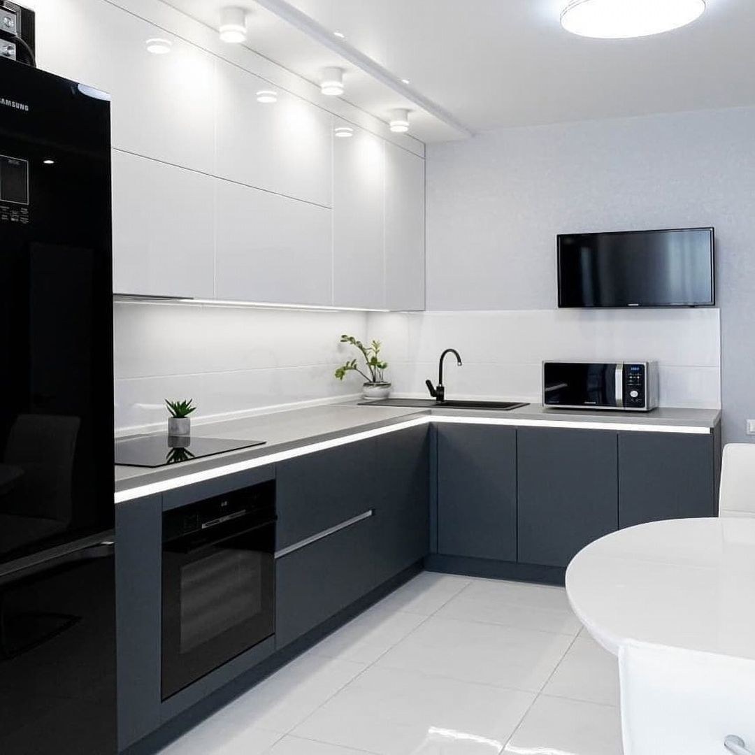 Фото угловых кухонь в современном стиле и светлых тонах