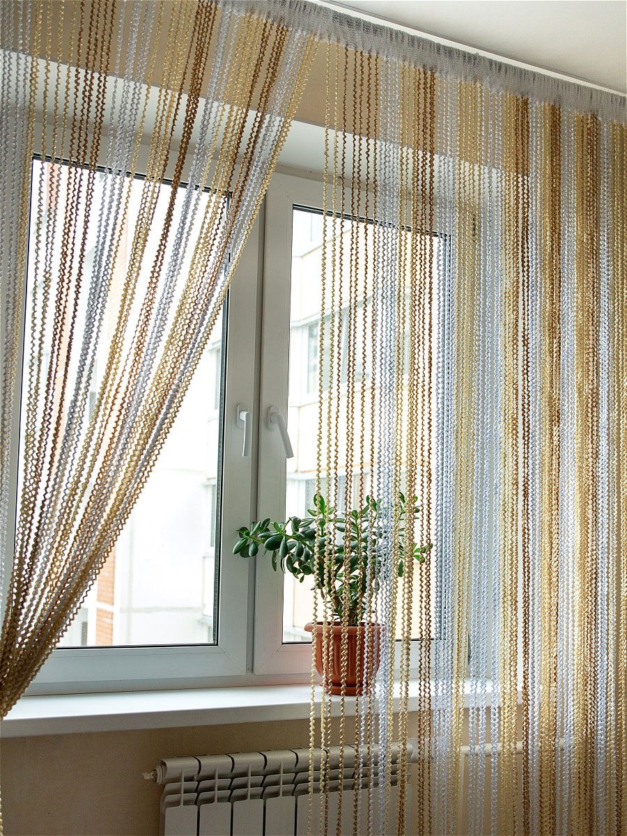 Штора-лапша нитяная кисея