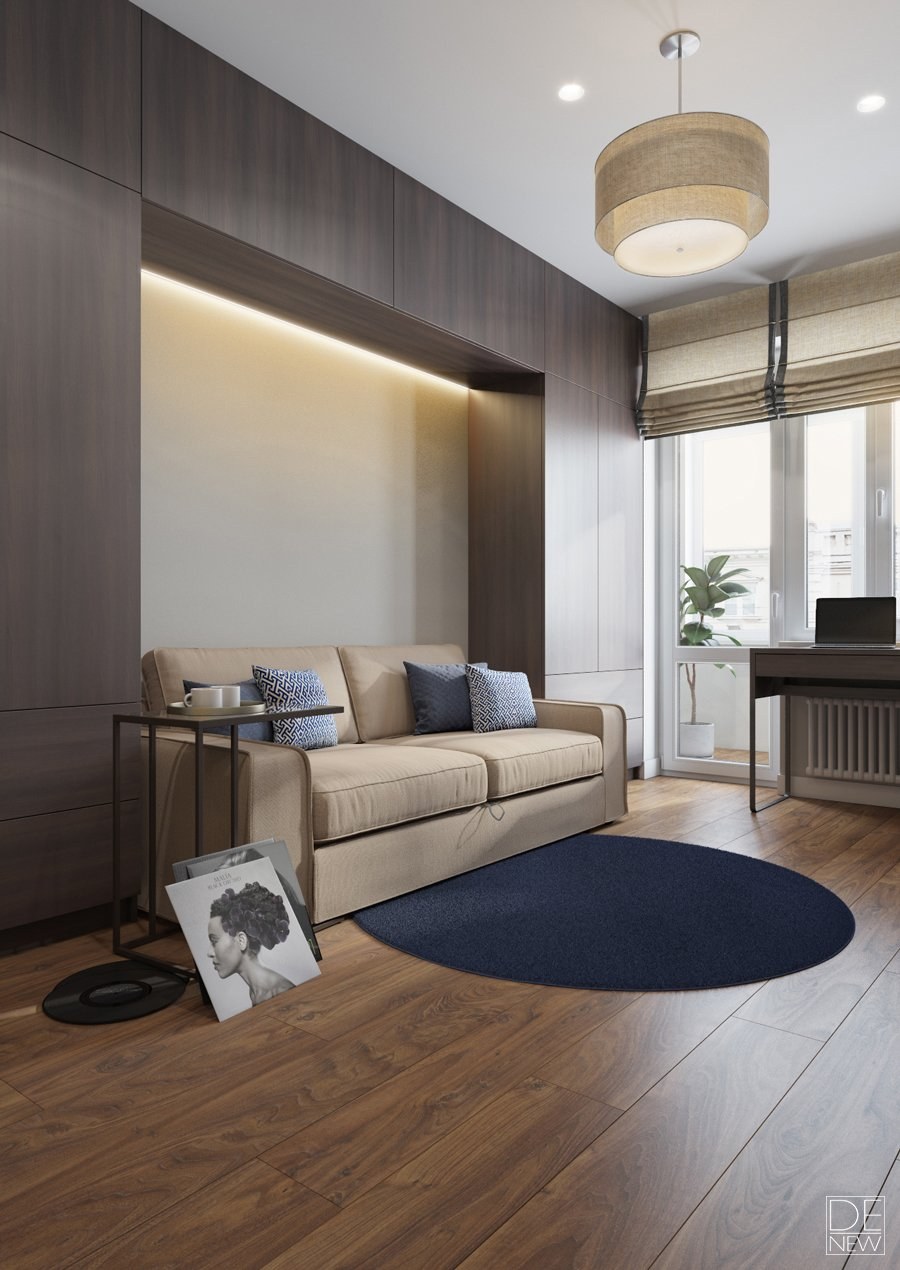 Квадратная гостиная 17м2 интерьер