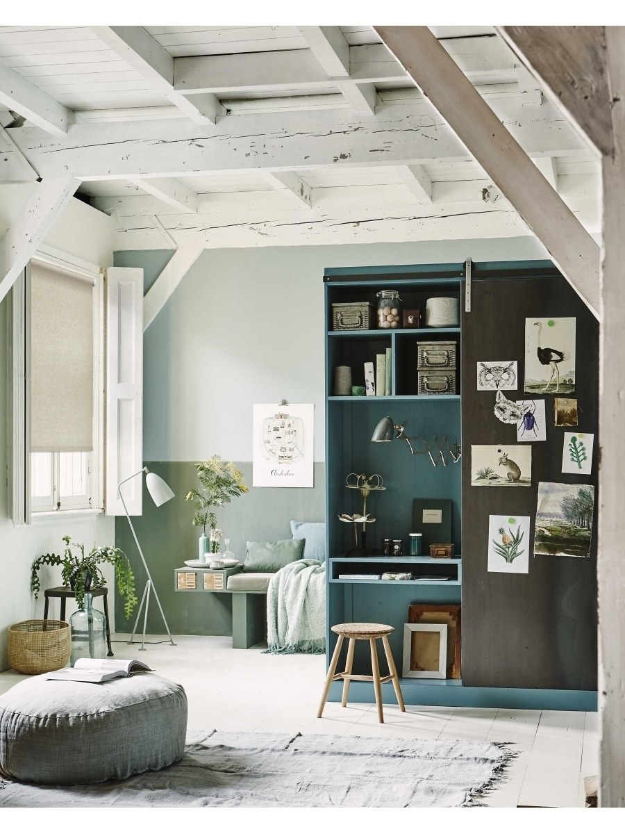 Скандинавский стиль в спальне зеленый цвет