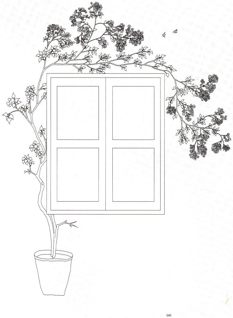 Скетч окно с цветами