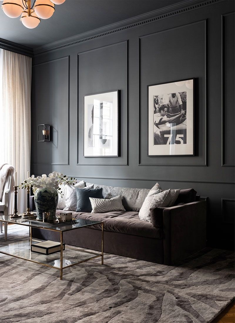 Интерьер спальни черно-белых тонах