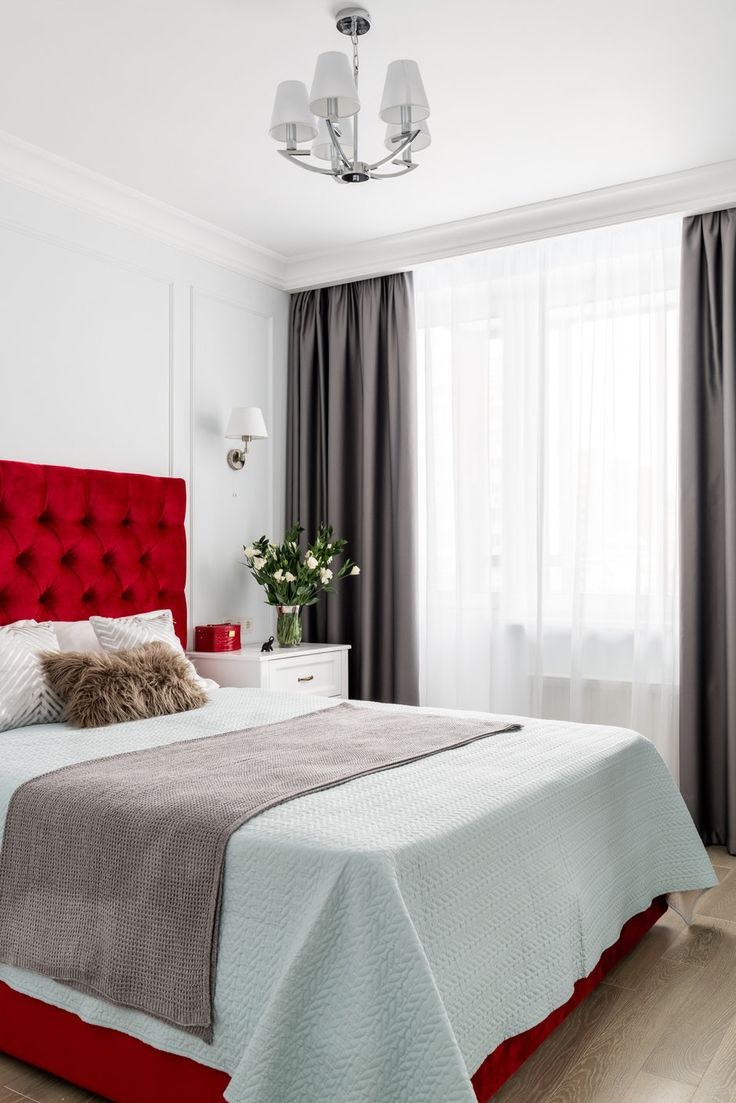 Красно белая спальня