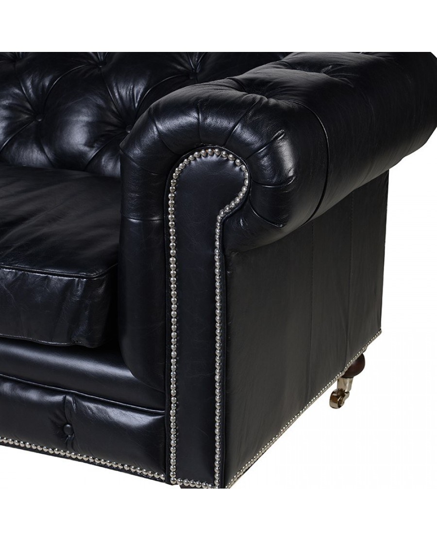 Диван Честерфилд кожаный трехместный