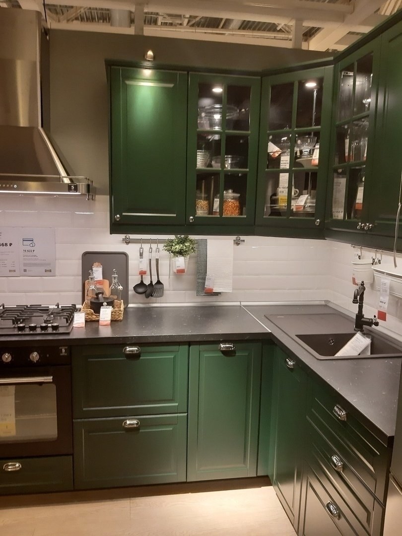 Кухня икеа зеленая Будбин