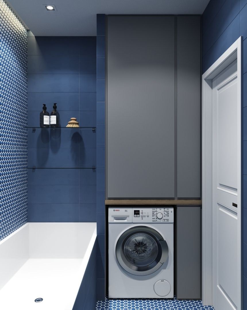 Ванная комната с стиральной машиной лофт