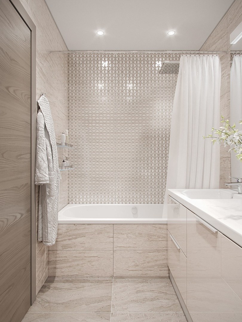 Светлый интерьер ванной