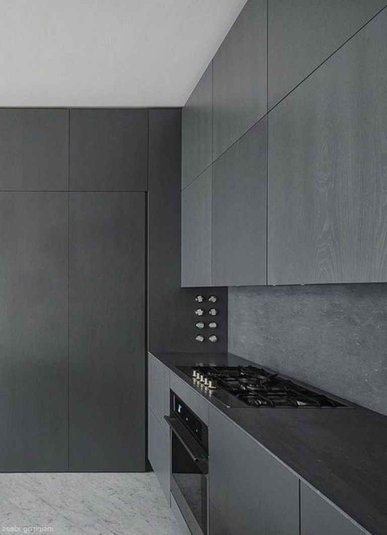 Серая матовая кухня