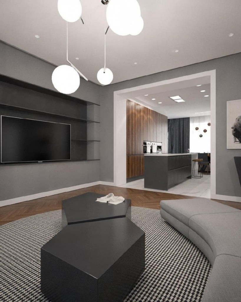 Интерьер зала в частном доме