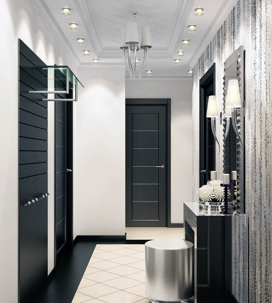 Споты в интерьере прихожей