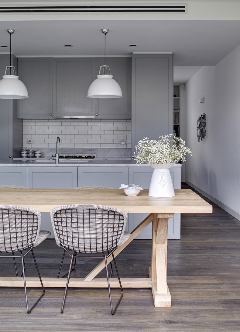 Серый цвет стен на кухне