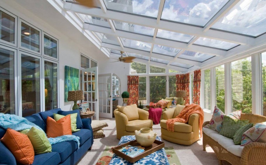 Интерьер застекленной террасы