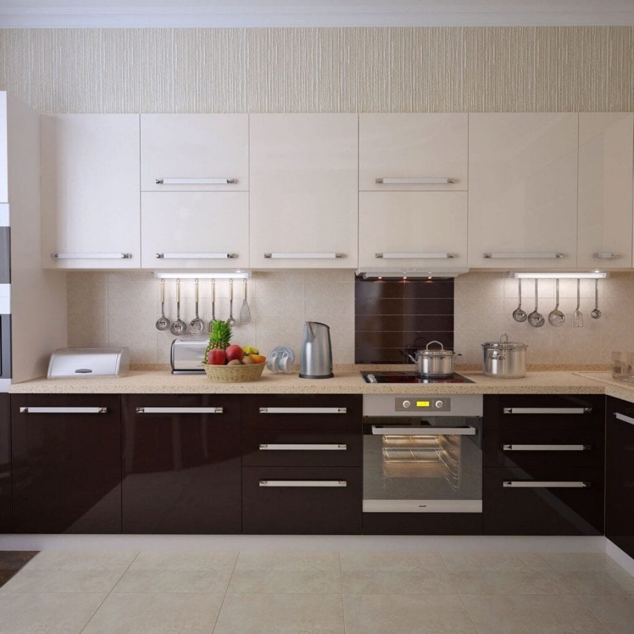 Коричневая матовая кухня