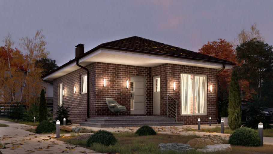 Подсветка одноэтажного дома