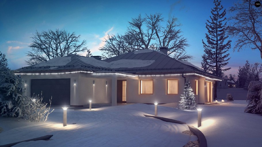 Подсветка домов из клееного бруса