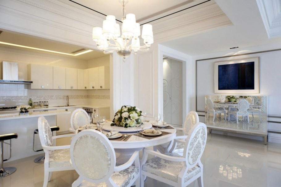 Белая люстра в интерьере