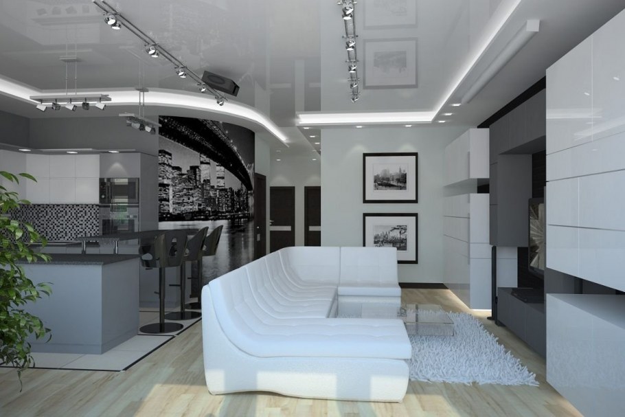 Натяжные потолки в гостиную