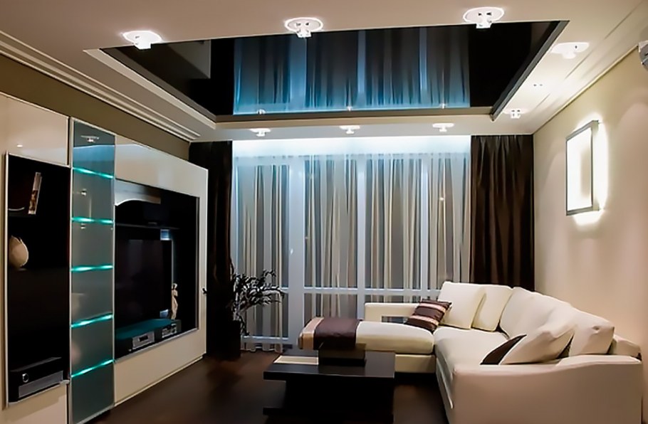 Двухуровневые натяжные потолки в зал