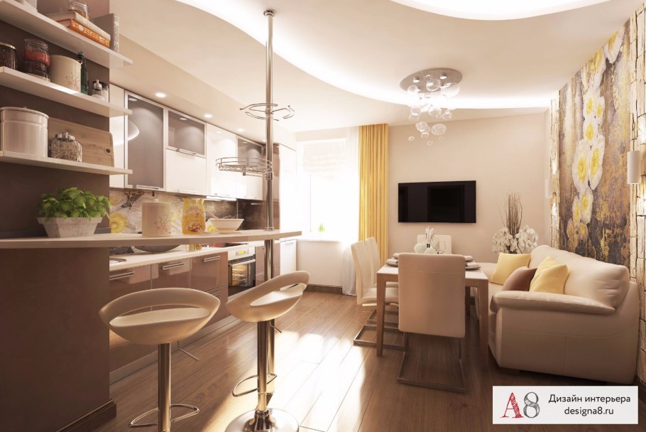 Интерьер двухкомнатной квартиры 80 кв м