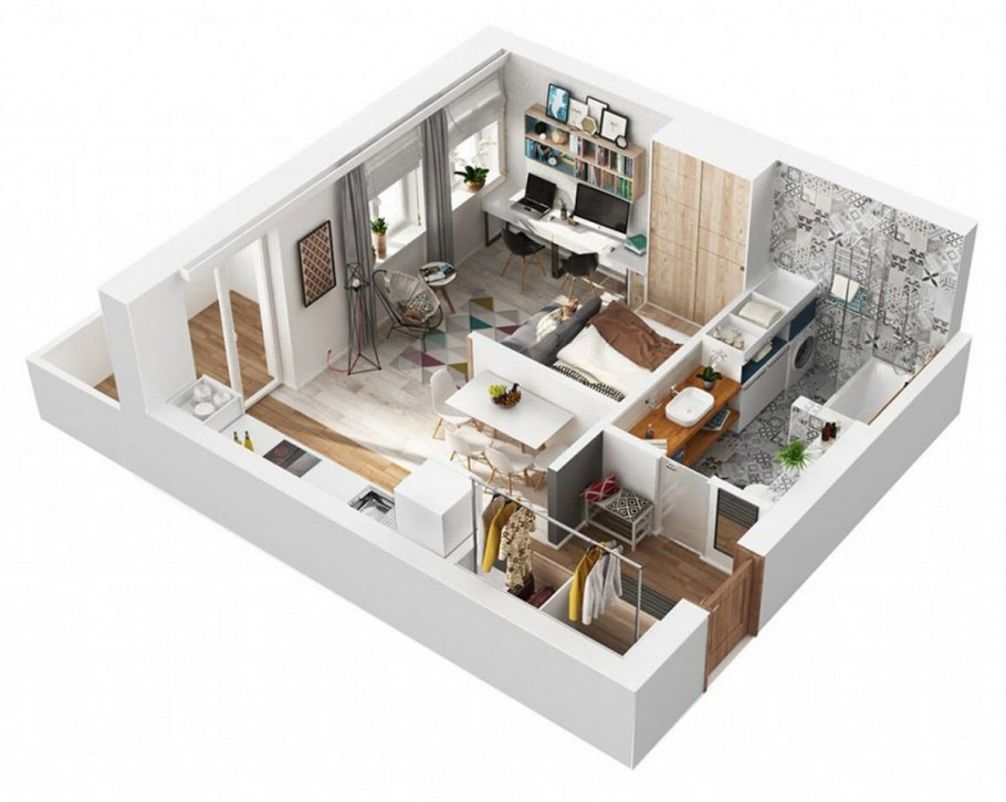 Планировка студии 40 кв.м