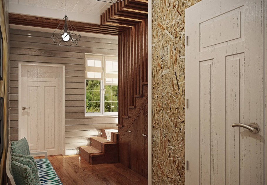 Прихожая отделанная деревом