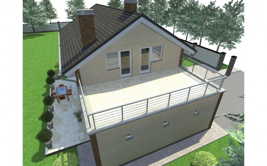 Гараж из теплоблоков с террасой