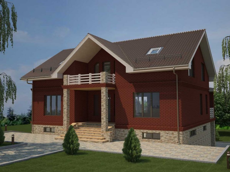 Одноэтажный дом с высоким цоколем