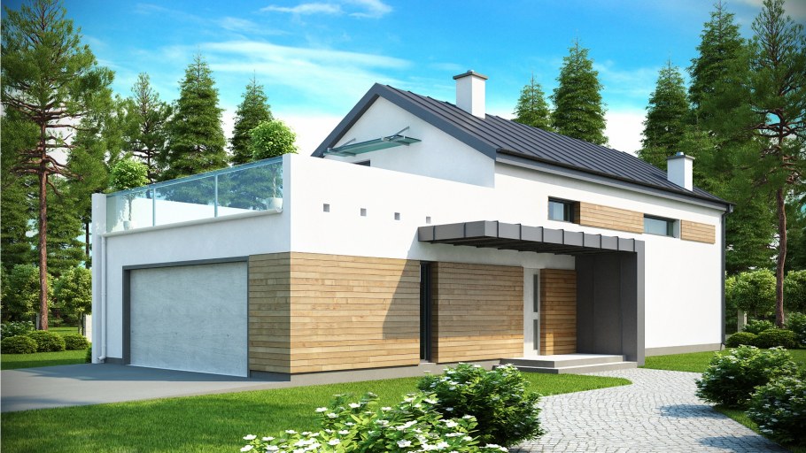 Дом с гаражом и террасой