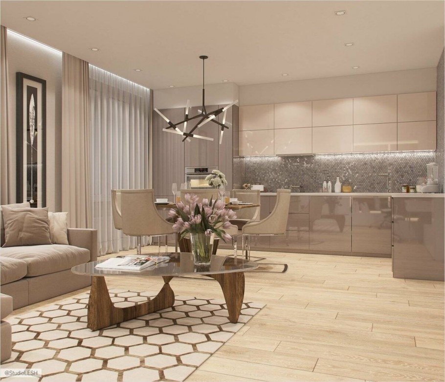 Бежевые кухни в современном стиле