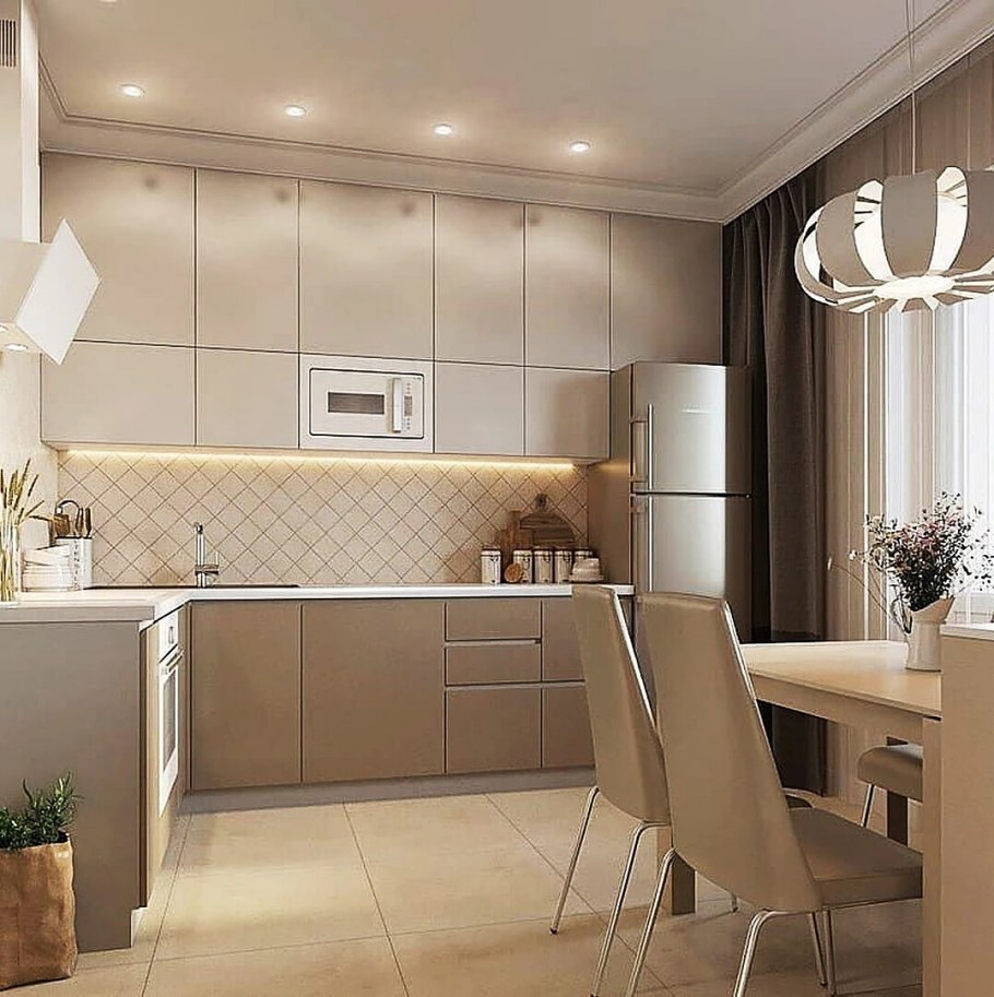 Бежевые кухни в современном стиле