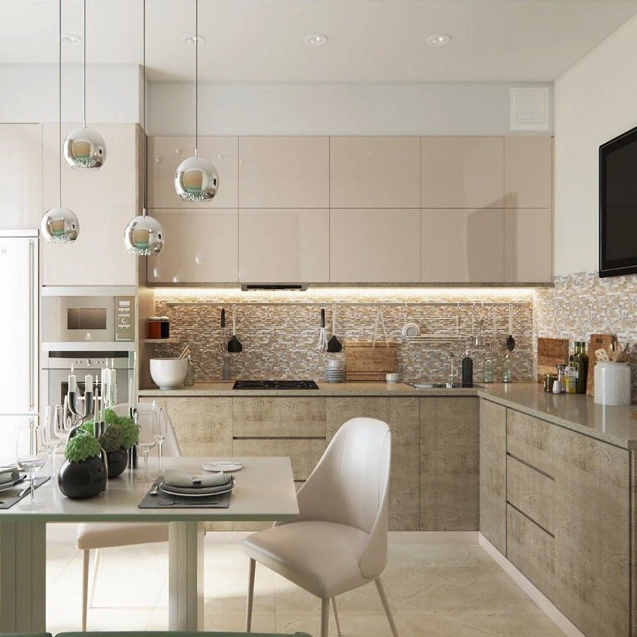 Бежевые кухни