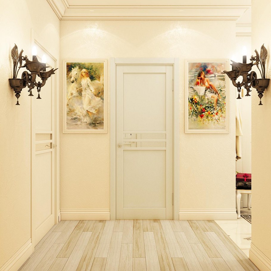 Гостиная с белыми дверями