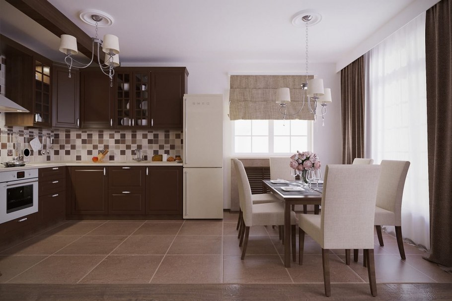 Коричневые кухни