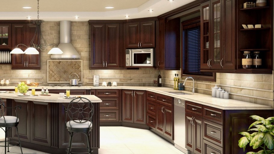 Кухонный гарнитур коричневый