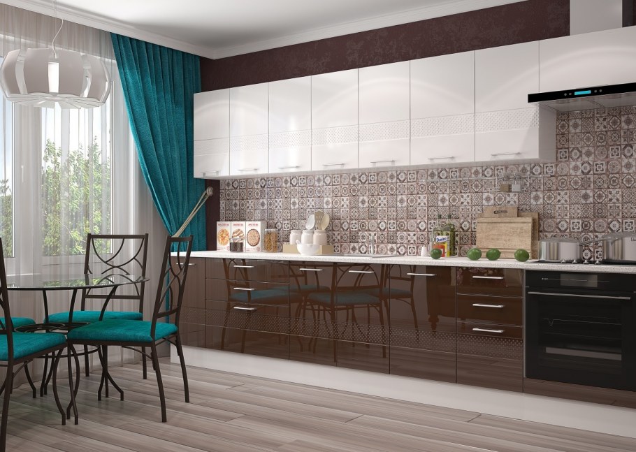 Коричневый цвет стен на кухне