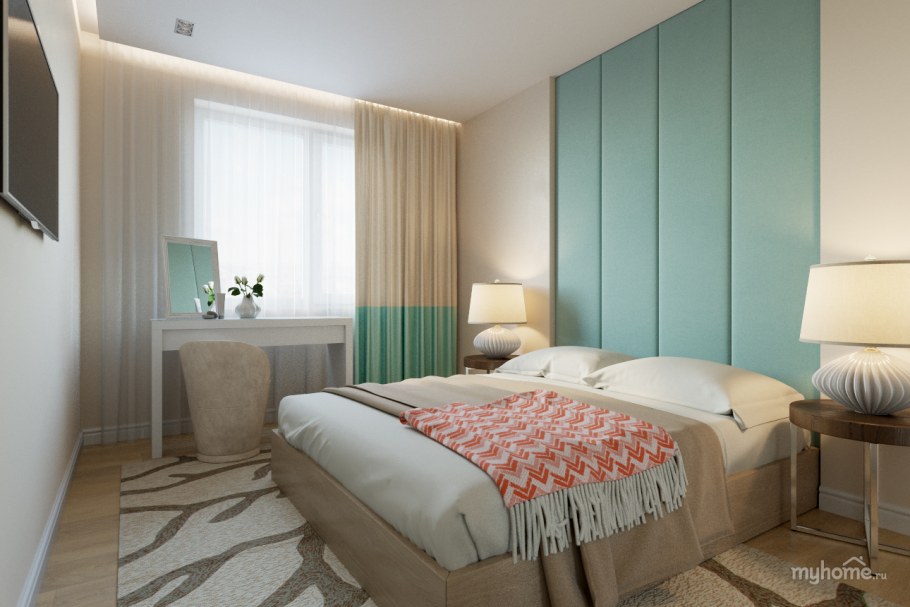Спальня Неоклассика в мятных тонах
