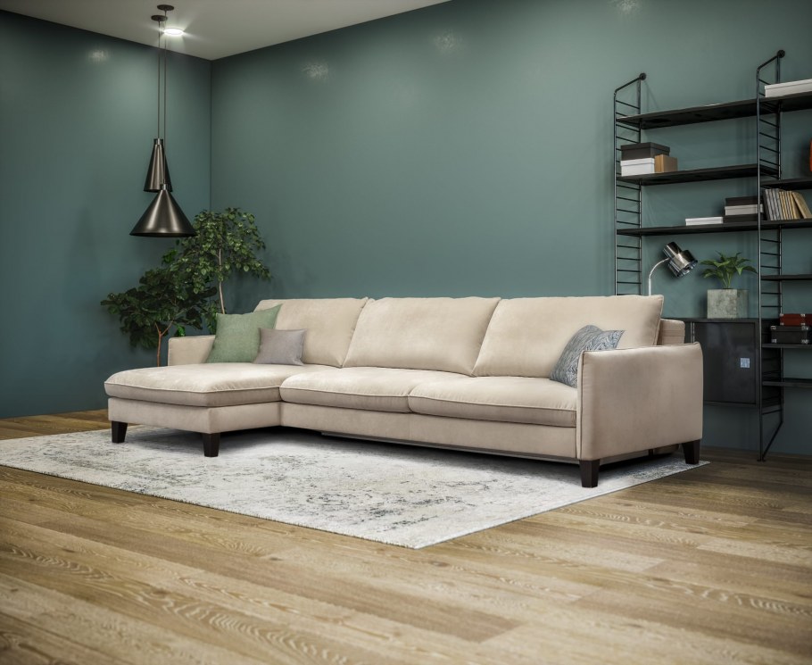 Современный синий диван