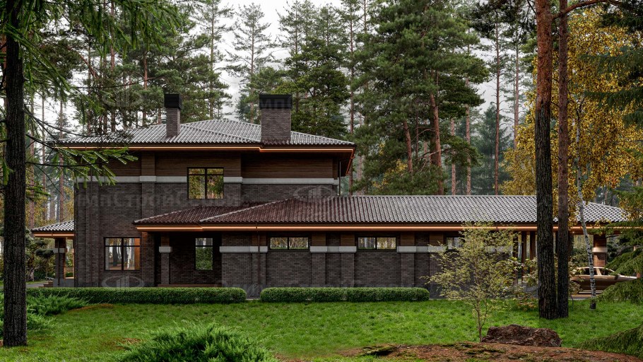 Деревянная баня в стиле Райта